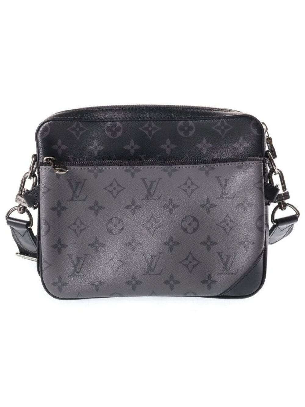 Louis Vuitton Monogram Eclipse Trio Messenger Shoulder Bag Black Gray Leather
